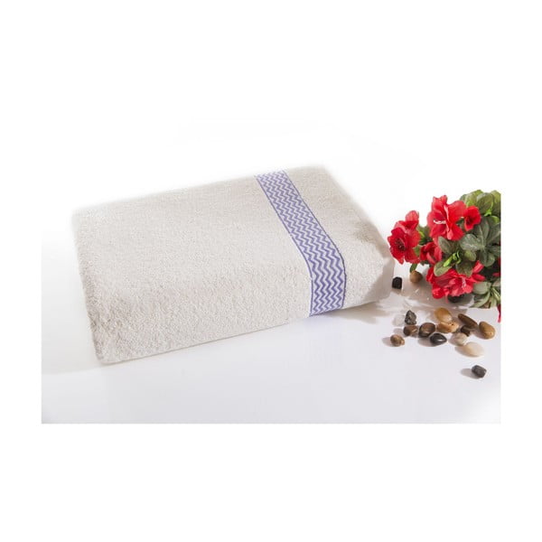 Fioletowo-biały ręcznik kąpielowy z bawełny Ladik Ella, 70x140 cm