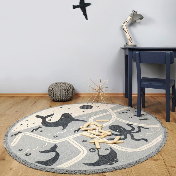 Dywan dziecięcy z bawełny wykonany ręcznie Nattiot Little Deep Blue, ø 120 cm-image-1