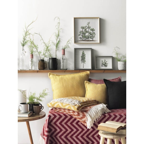 Bordowy pled z domieszką bawełny Euromant Chevron, 140x180 cm-image-1