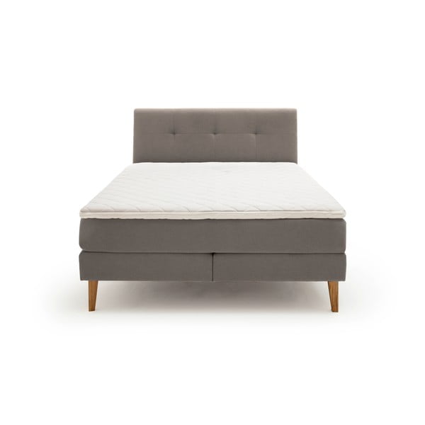 Jasnoszare łóżko boxspring 160x200 cm Stockholm – Meise Möbel-image-3