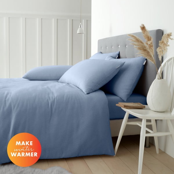 Jasnoniebieska flanelowa pościel dwuosobowa 230x220 cm Brushed – Catherine Lansfield-image-4
