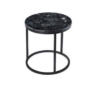 Czarny granitowy stolik z czarną konstrukcją RGE Crystal, ⌀ 50 cm