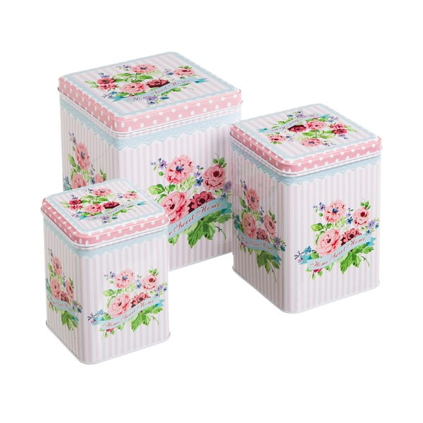 Zestaw 3 kwadratowych pudełek Unimasa Sweet Home, wysokość 15,8 cm