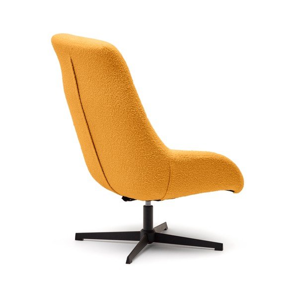 Musztardowy fotel z materiału bouclé Celida – Kave Home-image-3