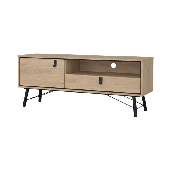 Szafka pod TV w dekorze dębu w naturalnym kolorze 150x60x40 cm Ry – Tvilum-image-4