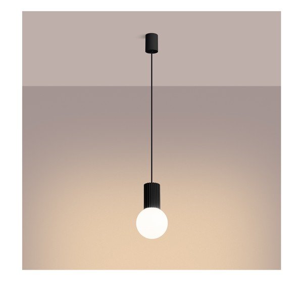 Czarna lampa wisząca ze szklanym kloszem ø 12 cm Orbital – Sollux-image-4