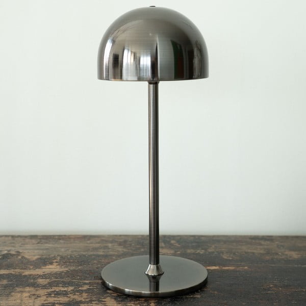 Ciemnoszara lampa stołowa LED ze zdalnym sterowaniem i metalowym kloszem (wysokość 30 cm) Tim – Sirius-image-1