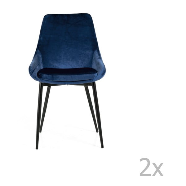 Zestaw 2 ciemnoniebieskich krzeseł z aksamitnym obiciem Tenzo Lex