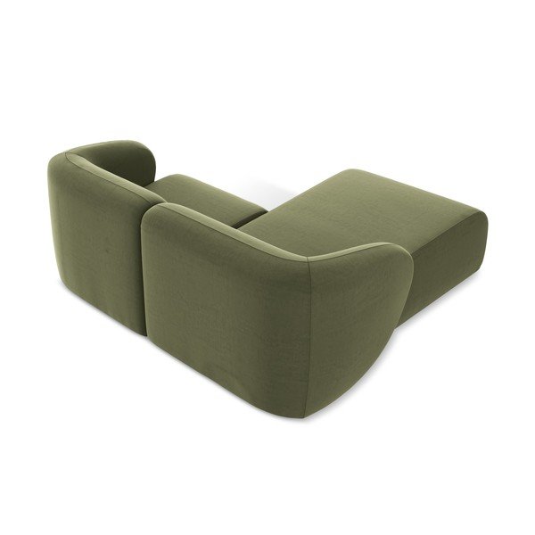 Zielony aksamitny narożnik (lewostronny/z szezlongiem) Lani – Makamii-image-3