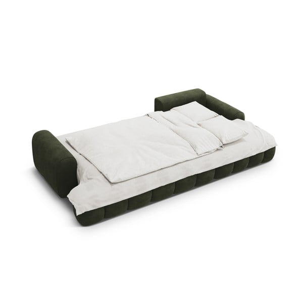 Zielony aksamitny rozkładany/ze schowkiem narożnik (prawostronny/z szezlongiem) Linz – Cosmopolitan Design-image-4