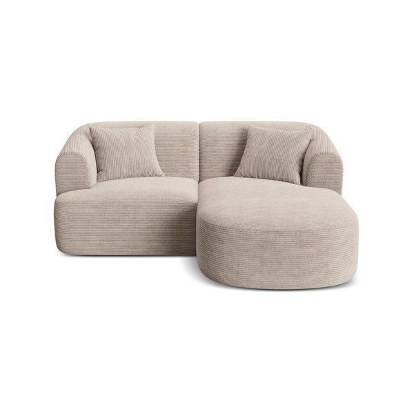 Jasnobrązowy sztruksowy narożnik (prawostronny/z szezlongiem) Campi – Cosmopolitan Design