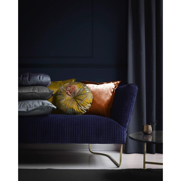 Żółta poduszka Velvet Atelier Japanese Flowers, ø 40 cm-image-2