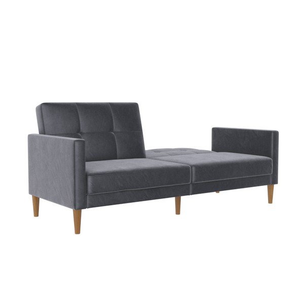 Szara aksamitna rozkładana sofa 207 cm Lilly – Støraa-image-4