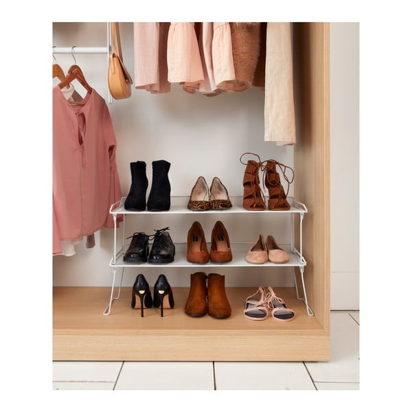 Biały składany regał z jedną półką na buty Compactor-image-1