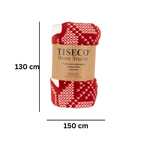 Czerwony koc ze świątecznym motywem z materiału sherpa 130x150 cm – Tiseco Home Studio-image-3