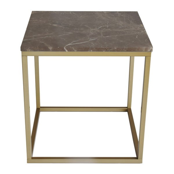 Brązowy stolik marmurowy z nogami w kolorze złota RGE Accent, szer. 50 cm