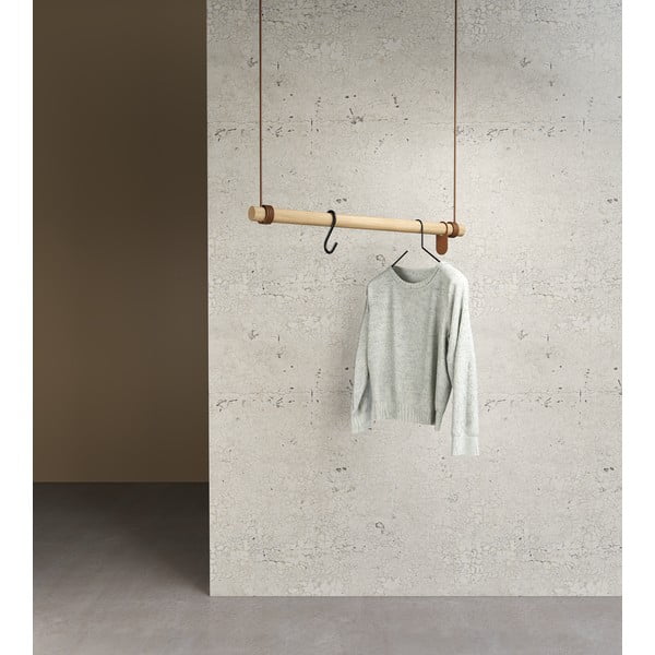 Wieszak ścienny z litego drewna dębowego w naturalnym kolorze 80 cm Swing M – LIND DNA-image-1