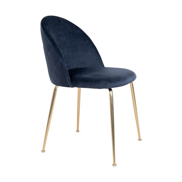 Aksamitne krzesła w niebiesko-złotym kolorze zestaw 2 szt. Geneve – House Nordic-image-3