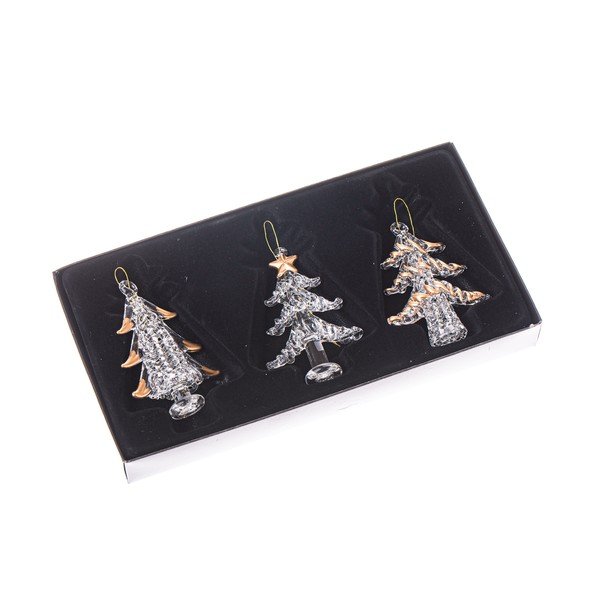 Szklane ozdoby świąteczne zestaw 3 szt. Trees – Dakls