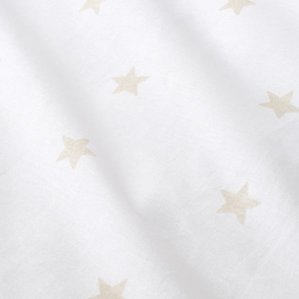 Biało-beżowe bawełniane prześcieradło dziecięce do łóżeczka z gumką 70x140 cm Mini Star & Stripes – Bianca-image-2