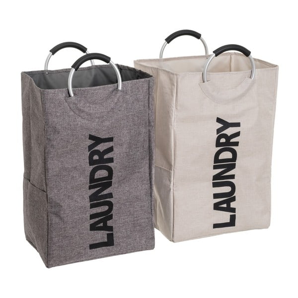 Szaro-beżowe tekstylne kosze na pranie zestaw 2 szt. – Casa Selección