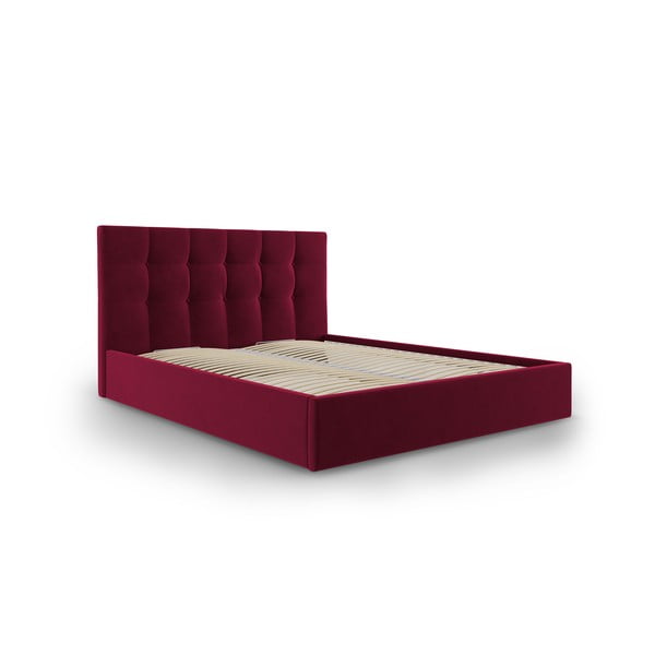 Bordowe aksamitne łóżko dwuosobowe Mazzini Beds Nerin, 180x200 cm