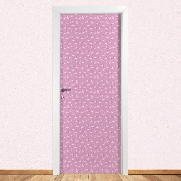 Naklejka na drzwi LineArtistica Flamingo Rosa, 80x215 cm
