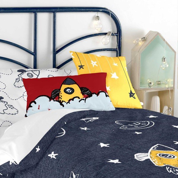 Zestaw poszwy na kołdrę i poduszki z nadrukiem Baleno Starspace, 140x200 cm-image-1