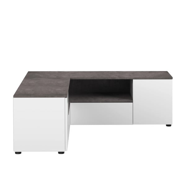 Biało-szara szafka pod TV w dekorze betonu 130x46 cm Angle – TemaHome-image-2