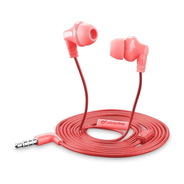 Różowa  in-ear słuchawka Style&Color
  Cellularline Cricket, płaski kabel, 3,5 mm jack