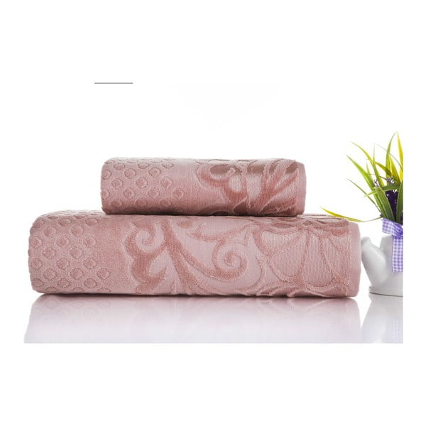Zestaw 2 ręczników Kumsal Rose, 50x90 cm i 70x140 cm