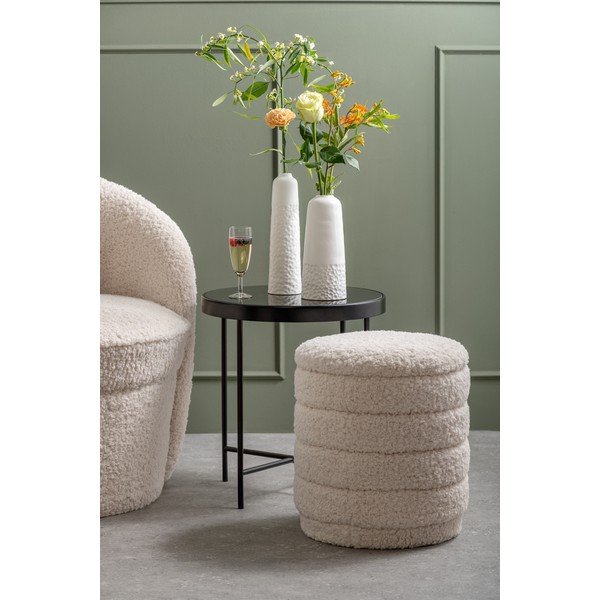 Biały okrągły puf ze schowkiem Leitmotiv Cuddly-image-1