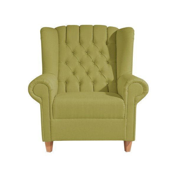 Zielony fotel uszak z imitacji skóry Max Winzer Vary Leather-image-1