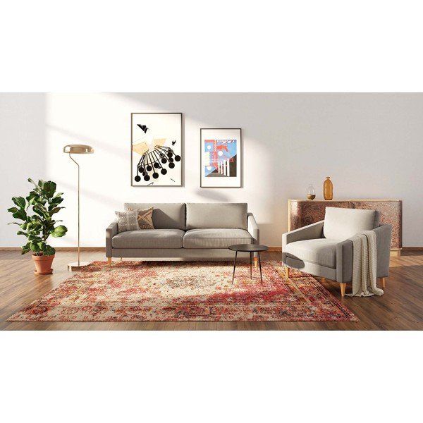 Beżowa aksamitna sofa 200 cm Karoto – Ame Yens-image-1