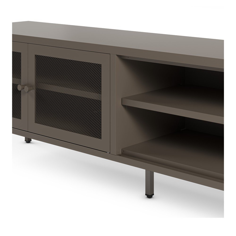 Szara metalowa szafka pod TV 160x50x35 cm Fayna – Marckeric (zdjęcie 8)