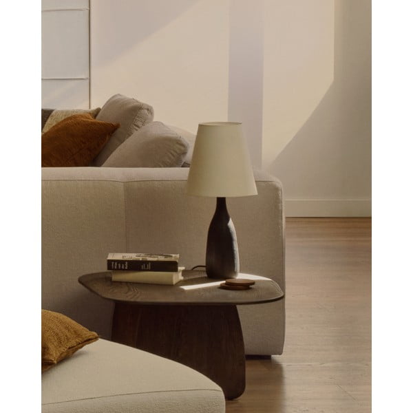 Czarno-kremowa lampa stołowa z tekstylnym kloszem (wysokość 56 cm) Luvia – Kave Home-image-2