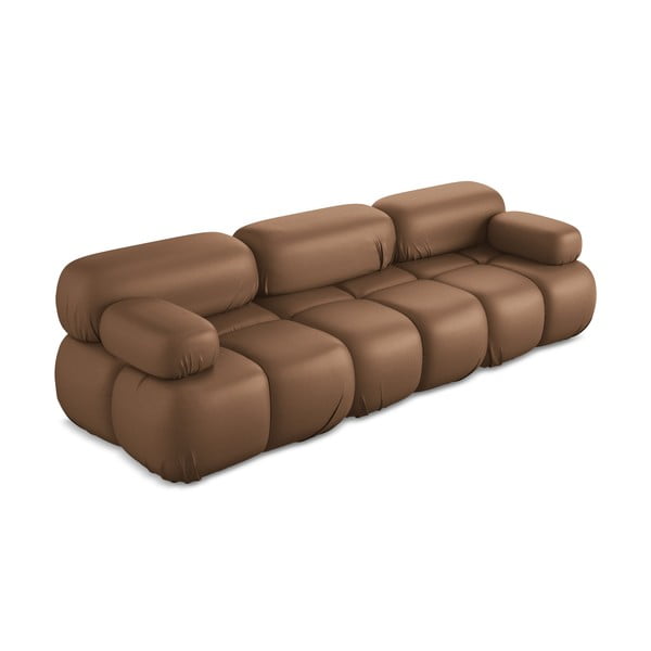 Brązowa sofa modułowa z imitacji skóry 285 cm Lokua – Makamii-image-2