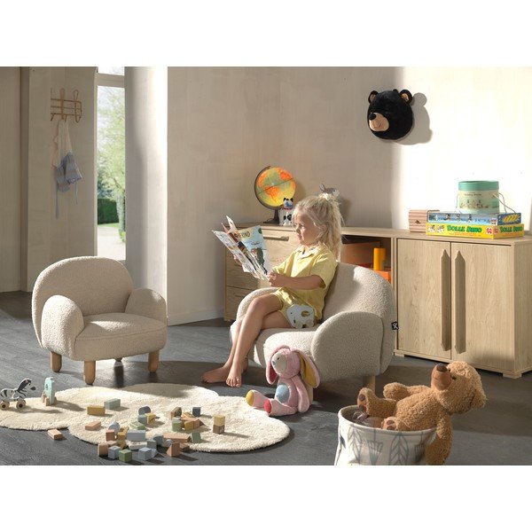 Beżowy fotel dziecięcy z materiału bouclé Rocky – Vipack-image-3