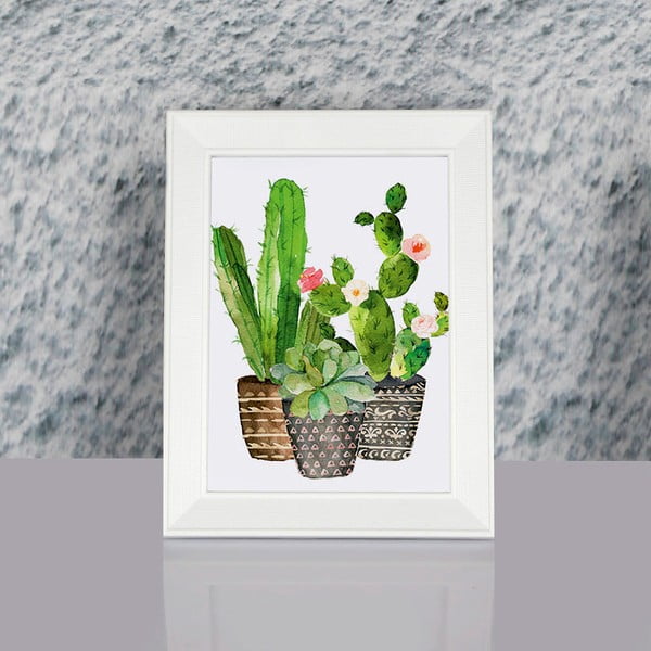 Obraz w ramie Dekorjinal Pouff Cacti, 23x17 cm