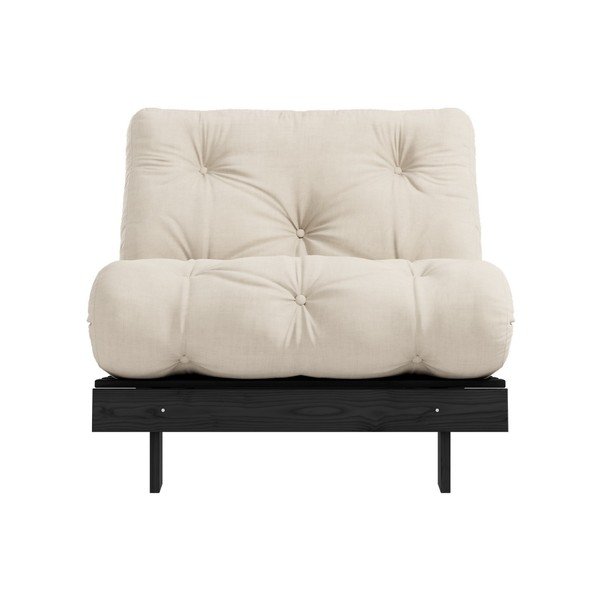 Fotel rozkładany z beżowym obiciem Karup Design Roots Black/Beige-image-1