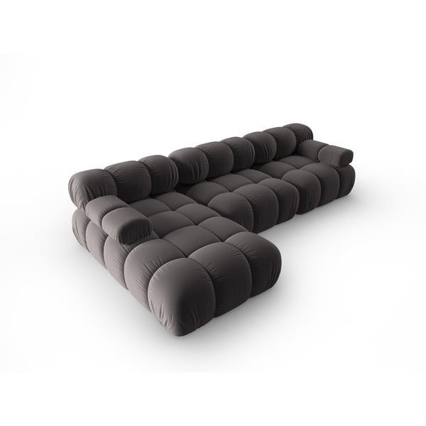 Ciemnoszara aksamitna sofa 285 cm Bellis – Micadoni Home-image-4