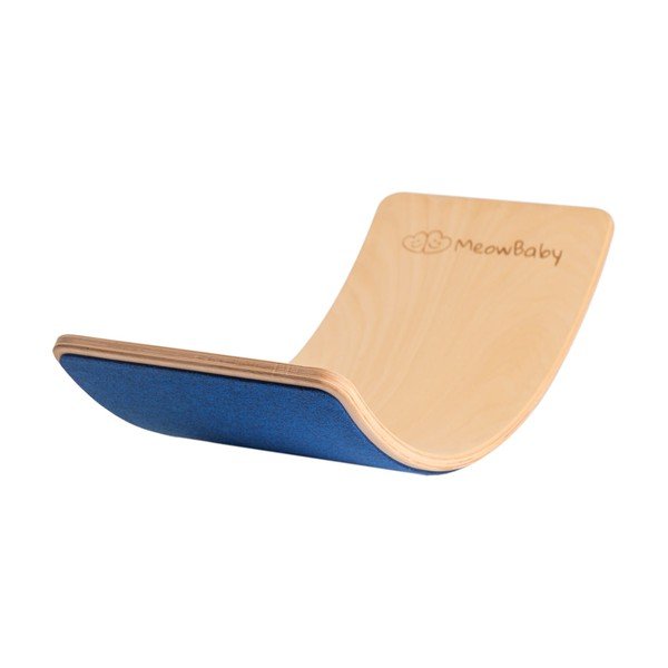 Niebiesko-naturalna deska do balansowania z litego drewna sosnowego 80x30x18 cm Montessori – Meowbaby