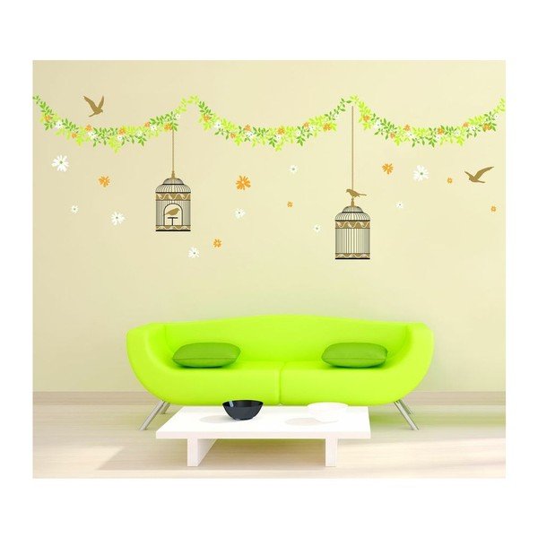 Naklejka Ambiance Elegant cages, birds and flowers, 30 cm-image-1
