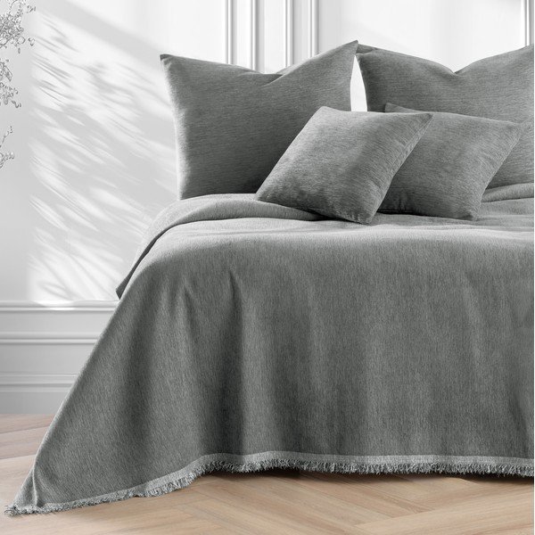 Szara narzuta z szenilu 220x240 cm Talo – Filumi-image-2