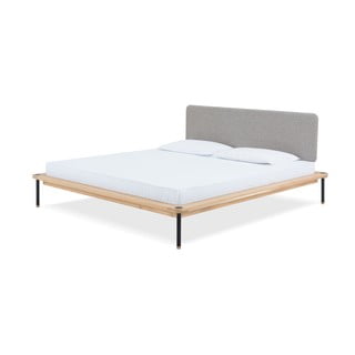Dwuosobowe łóżko z drewna dębowego Gazzda Fina Nero, 180x200 cm