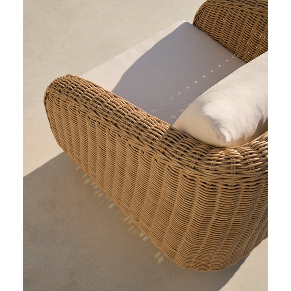 Beżowy/w naturalnym kolorze tapicerowany fotel ogrodowy Meria – Kave Home-image-3