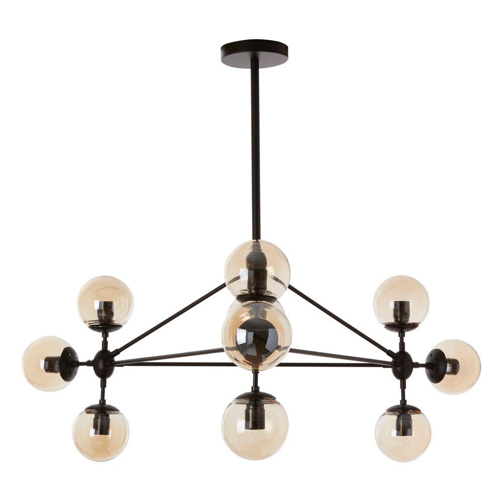 Czarna metalowa lampa wisząca ze szklanym kloszem Abira – Premier Housewares