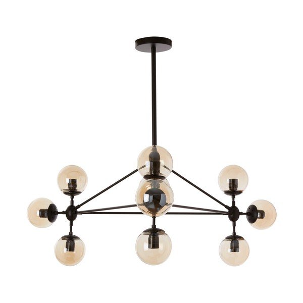 Czarna metalowa lampa wisząca ze szklanym kloszem Abira – Premier Housewares