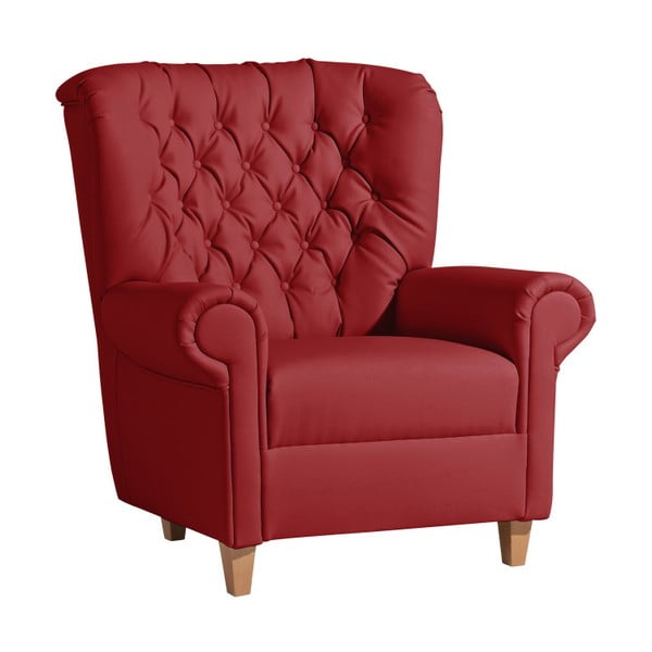 Czerwony fotel z imitacji skóry Max Winzer Recliner Vicky Leather