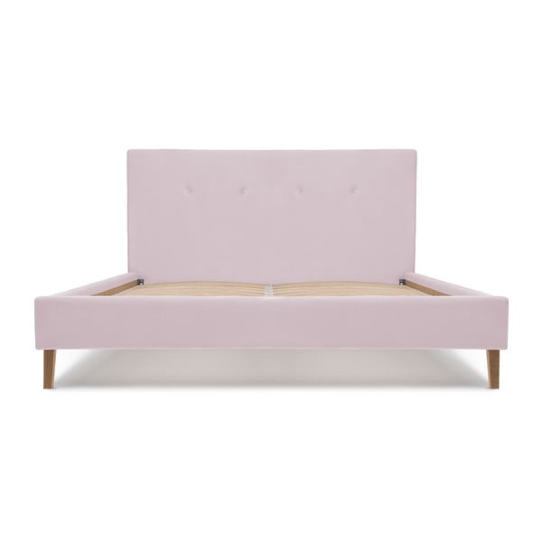 Różowe łóżko z naturalnymi nóżkami Vivonita Kent, 140 x 200 cm-image-3